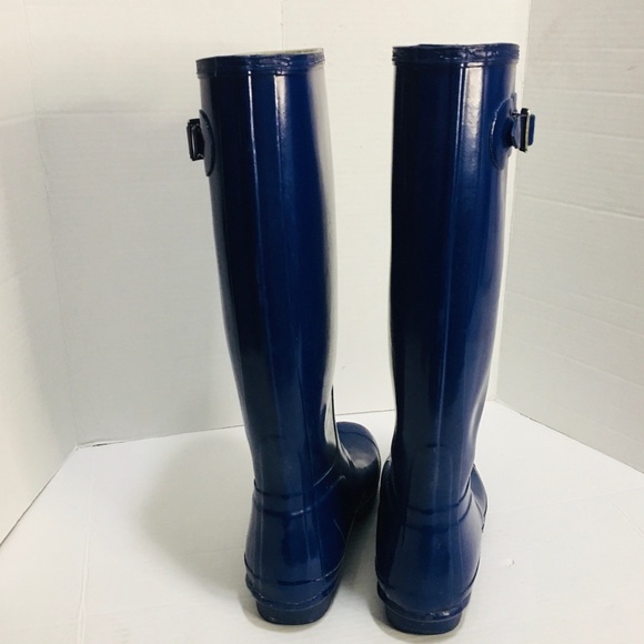 HUNTER Talk Pull On Blue Boots Size 8M - Picture 6 of 13